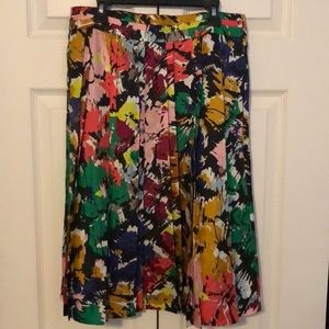 JCrew floral pleated silk skirt